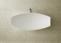 Ванна из искусственного камня Abber Stein AS9610 180x80 см, отдельностоящая, матовая белая, на ножках, с донным клапаном, фурнитура белая