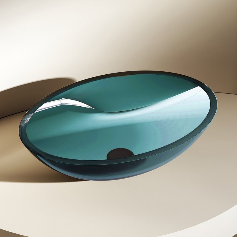 Накладная раковина Abber Kristall AT2802Aquamarin 50 бирюзовая, овальная