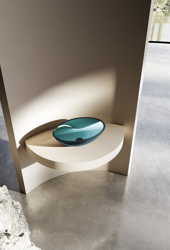 Накладная раковина Abber Kristall AT2802Aquamarin 50 бирюзовая, овальная