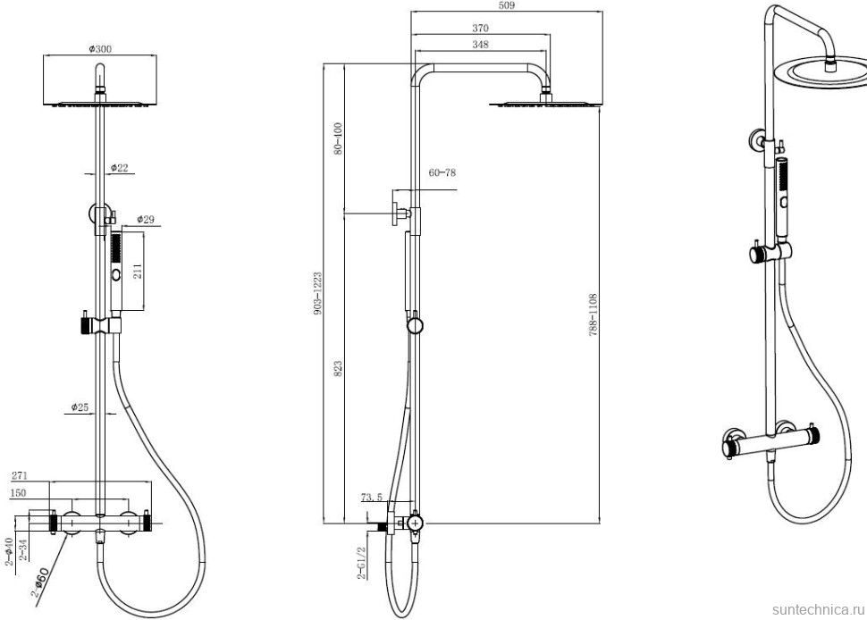 Душевая стойка Allen Brau Fantasy 5.11001-GB брашированное золото