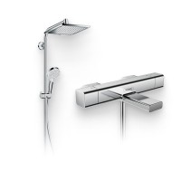 Душевой комплект Термостат Hansgrohe Ecostat E 15774000 для ванны с душем + Стойка Crometta E 240 1jet Showerpipe Reno 27289000 EcoSmart