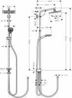 Душевой комплект Термостат Hansgrohe Ecostat E 15774000 для ванны с душем + Стойка Crometta E 240 1jet Showerpipe Reno 27289000 EcoSmart