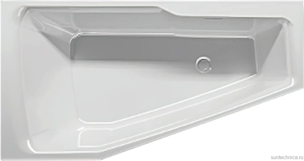 Акриловая ванна Riho Rething Space R 170x90 см, угловая, правая, встраиваемая, цвет европейский белый, пятиугольная, на ножках, со сливом-переливом