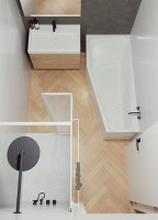 Акриловая ванна Riho Rething Space R 170x90 см, угловая, правая, встраиваемая, цвет европейский белый, пятиугольная, на ножках, со сливом-переливом