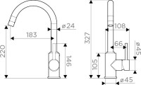 Комплект Мойка Omoikiri Omi 54-U/IF-IN нержавеющая сталь + Смеситель Shinagawa BN нержавеющая сталь