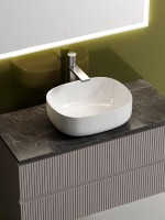 Тумба под раковину со столешницей Sancos Snob T 100 doha soft, столешница черный мрамор, с отв. под смеситель