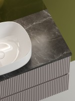 Тумба под раковину со столешницей Sancos Snob T 100 doha soft, столешница черный мрамор, с отв. под смеситель