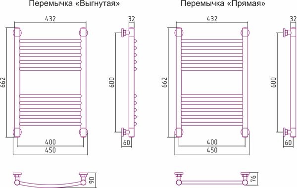 Полотенцесушитель водяной Сунержа Богема + 60x40 выгнутая