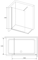 Душевая перегородка RGW Walk In Walk In WA-010B 1000x1950 профиль черный