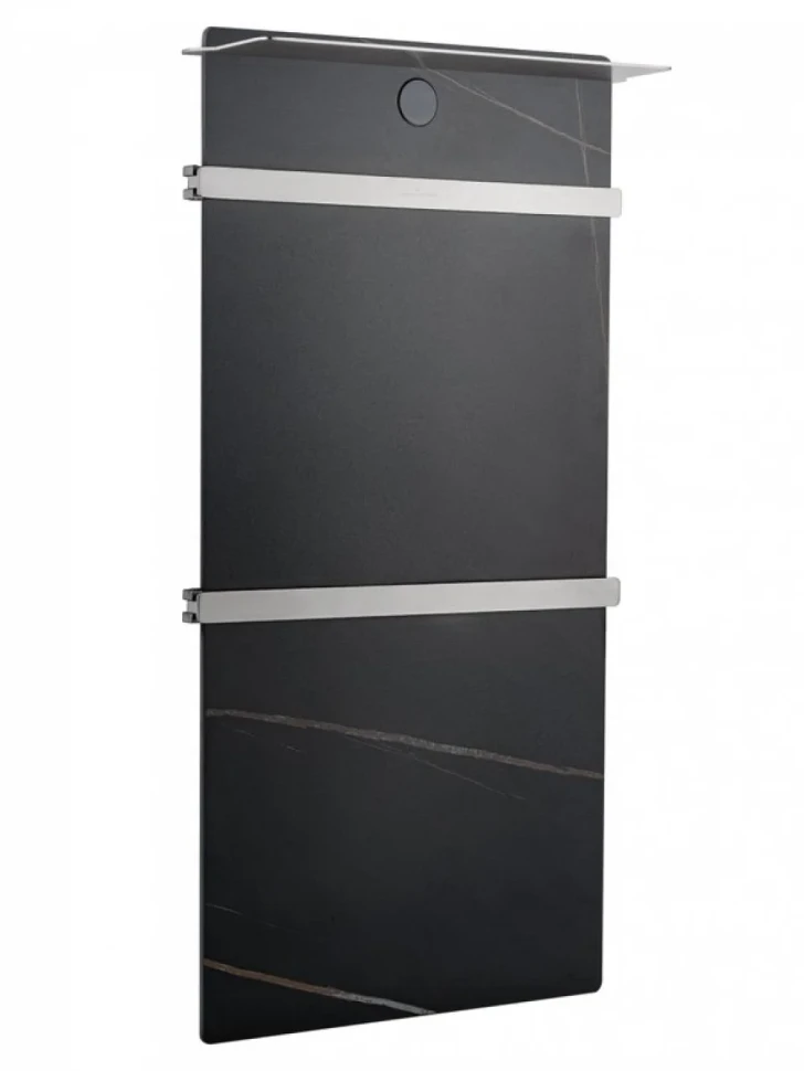 Полотенцесушитель электрический Wonzon & Woghand Stuttgart WW-A504-BR 80x45 см, подключение справа, черный мрамор, брашированный никель, с полкой