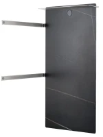Полотенцесушитель электрический Wonzon & Woghand Stuttgart WW-A504-BR 80x45 см, подключение справа, черный мрамор, брашированный никель, с полкой