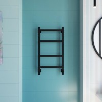 Полотенцесушитель электрический Grota Nosto 430х800 RAL9005 EL 80x45 см, подключение справа, слева, скрытое подключение справа, матовый черный, лесенка, из стали