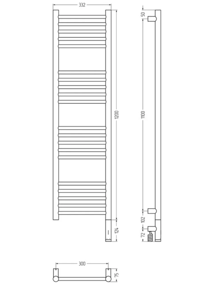 Полотенцесушитель электрический Сунержа Богема 3.1 071-6005-1230 130x35 см, подключение справа, сатин, лесенка