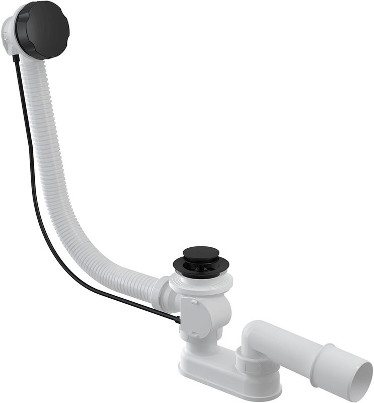 Слив-перелив для ванны AlcaPlast A55 BLACK 52 мм, полуавтомат, black, с сифоном