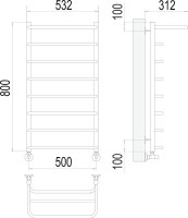 Полотенцесушитель водяной Terminus Полка П8 500x800 с полкой