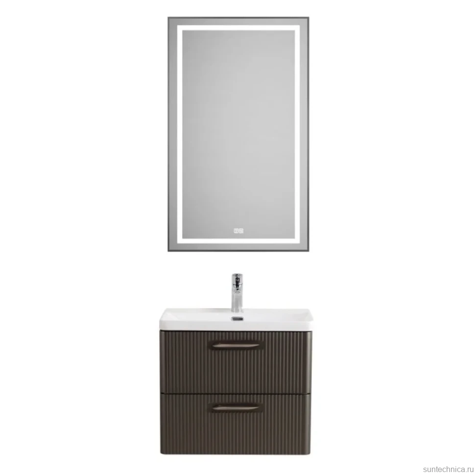 Мебель для ванной комнаты BelBagno Due 60 подвесная, 2 ящика, оружейная сталь
