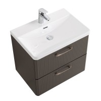 Мебель для ванной комнаты BelBagno Due 60 подвесная, 2 ящика, оружейная сталь