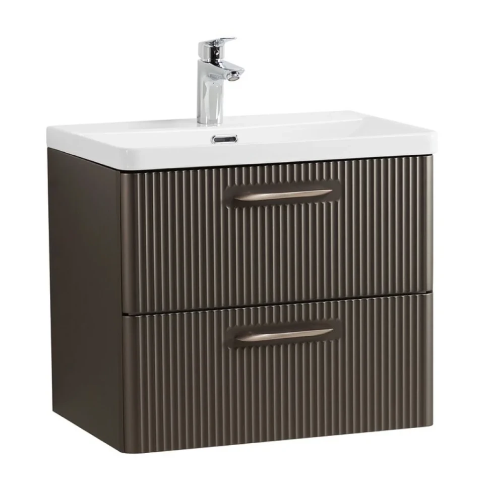 Мебель для ванной комнаты BelBagno Due 60 подвесная, 2 ящика, оружейная сталь