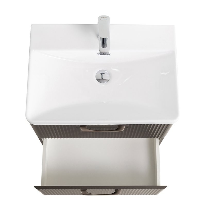 Мебель для ванной комнаты BelBagno Due 60 подвесная, 2 ящика, оружейная сталь