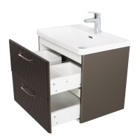 Мебель для ванной комнаты BelBagno Due 60 подвесная, 2 ящика, оружейная сталь