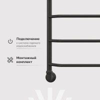 Полотенцесушитель водяной EWRIKA Сафо FT 60х50 с полкой, черный матовый