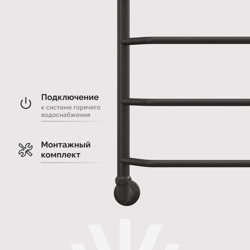 Полотенцесушитель водяной EWRIKA Сафо FT 60х50 с полкой, черный матовый