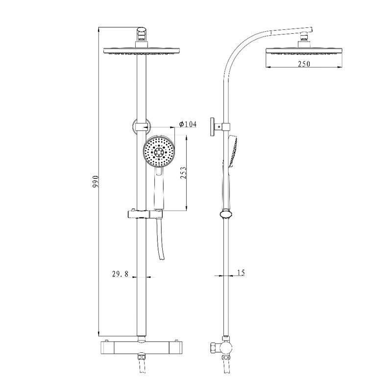 Душевая стойка Olive'S 34292TM с термостатом, хром