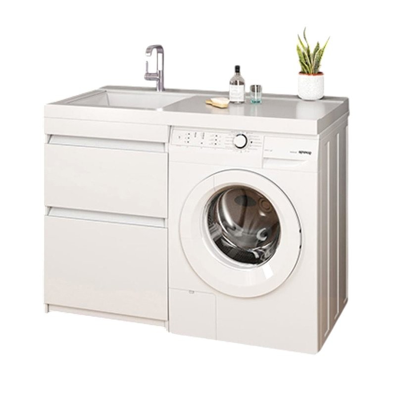 Тумба с раковиной Mixline Созвездие 120 L под стиральную машину, глянцевая белая