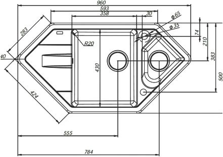 Мойка кухонная IDDIS Vane G V36C965i87