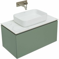 Тумба с раковиной Allen Brau Infinity 85 1+1, подвесная, олива матовый, столешница мрамор