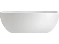 Акриловая ванна Abber AB9241MW 170x80 см, отдельностоящая, белая матовая, овальная, с каркасом, со сливом-переливом