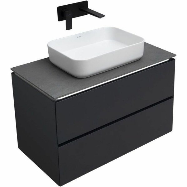 Тумба с раковиной Allen Brau Infinity 85 подвесная, антрацит матовый, столешница графит структ