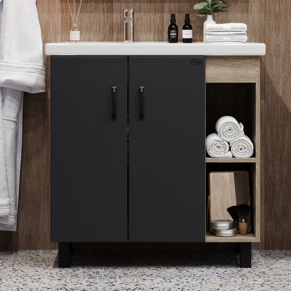 Тумба под раковину Onika Тимбер 80.10 серая, дуб сонома