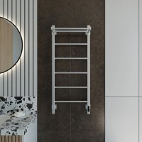 Полотенцесушитель электрический Grota App 430х1000 NM EL 100x45 см, подключение справа, слева, скрытое подключение справа, матовый хром, лесенка, с полкой