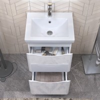 Тумба с раковиной Vigo Glem 50 напольная, 2 ящика, глянцевая белая