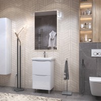 Тумба с раковиной Vigo Glem 50 напольная, 2 ящика, глянцевая белая