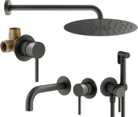 Комплект для ванной Plumberia Selection Ixo KITZXO01GR210 С ВНУТРЕННЕЙ ЧАСТЬЮ, графит матовый