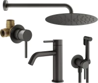 Комплект для ванной Plumberia Selection Ixo KITZXO01GR210 С ВНУТРЕННЕЙ ЧАСТЬЮ, графит матовый