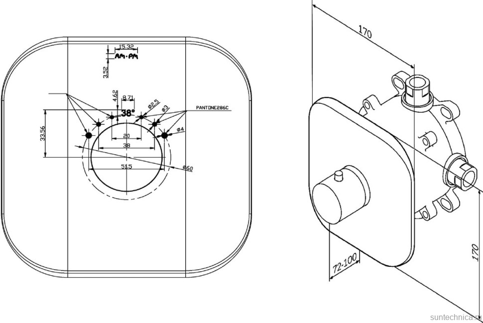 Термостатический смеситель встраиваемый AM.PM Sensation F3075500