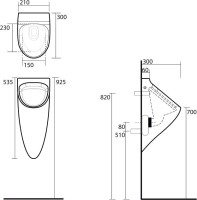 Писсуар подвесной Kerasan Aquatech 373501 сенсорный, белый, с сифоном