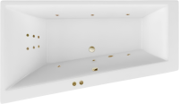 Акриловая ванна Excellent Sfera Slim Line L 170x100 см, угловая, левая, встраиваемая, с гидромассажем, белая, асимметричная, с каркасом, со сливом-переливом, фурнитура бронза