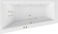 Акриловая ванна Excellent Sfera Slim Line L 170x100 см, угловая, левая, встраиваемая, с гидромассажем, белая, асимметричная, с каркасом, со сливом-переливом, фурнитура бронза
