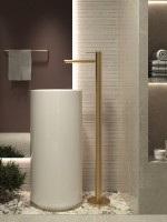 Напольный смеситель для раковины Vincea Rim VFBF-2R1BG брашированное золото