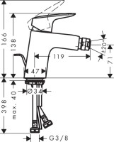Смеситель для биде Hansgrohe Logis 71204000 с донным клапаном