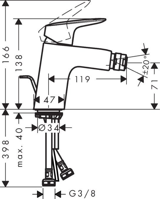 Смеситель для биде Hansgrohe Logis 71204000 с донным клапаном