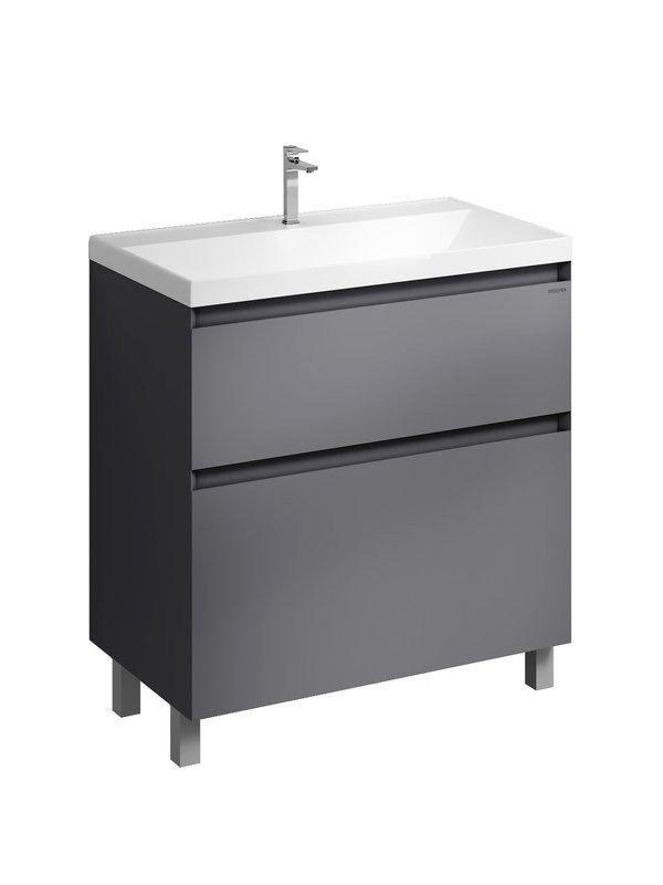 Тумба с раковиной Grossman Меркадо 80 напольная, матовый графит