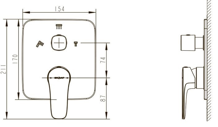 Встраиваемый смеситель для душа и ванны Bravat Source PB8173218CP-3-ENG хром