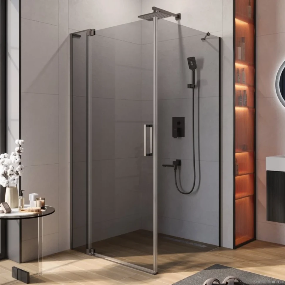 Душевой уголок Cezares Slider AH 1 100-100/110 GRIGIO GM профиль оружейная сталь, стекло серое
