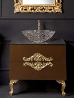 Тумба с раковиной Armadi Art NeoArt 80 шоколад с ручками NeoArt золото, с ножками