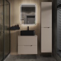 Тумба с раковиной Orange Line 60 подвесная, 2 ящика, матовый латте с раковиной B02-460MB